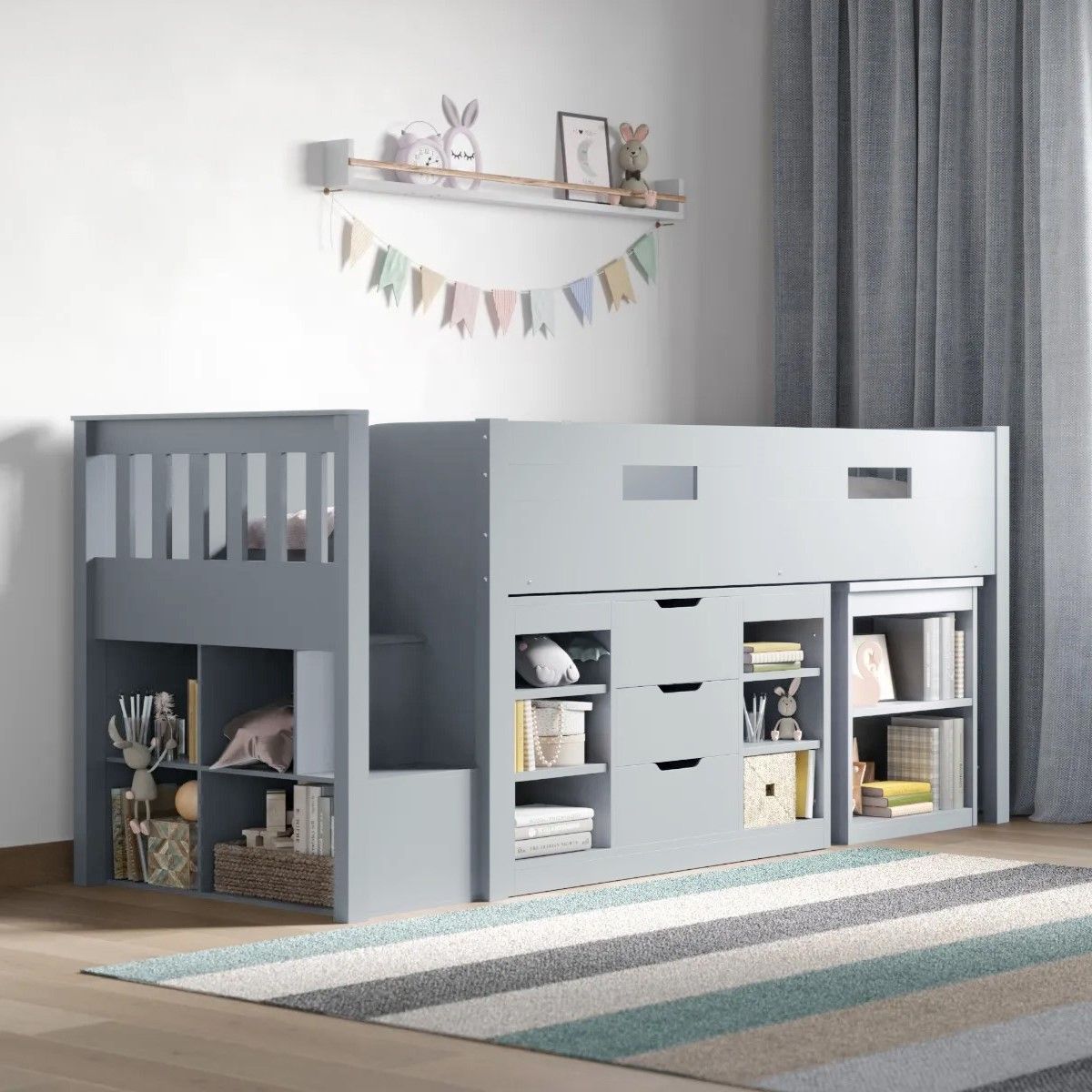 Flair Charlie Staircase Mid Sleeper Storage Set Grey