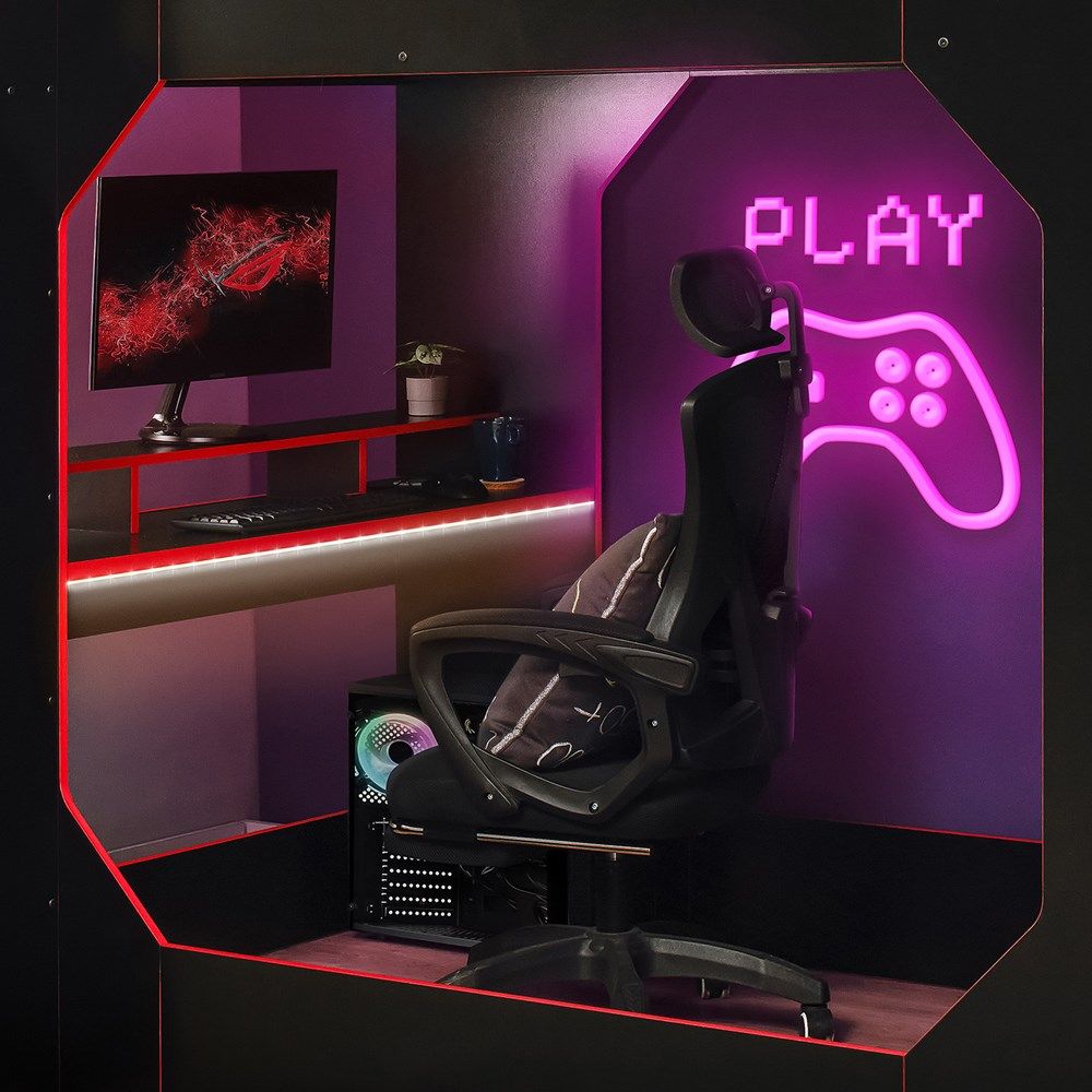 Recoil Boss Pod Small Double Gaming High Sleeper with Storage Black & Red
