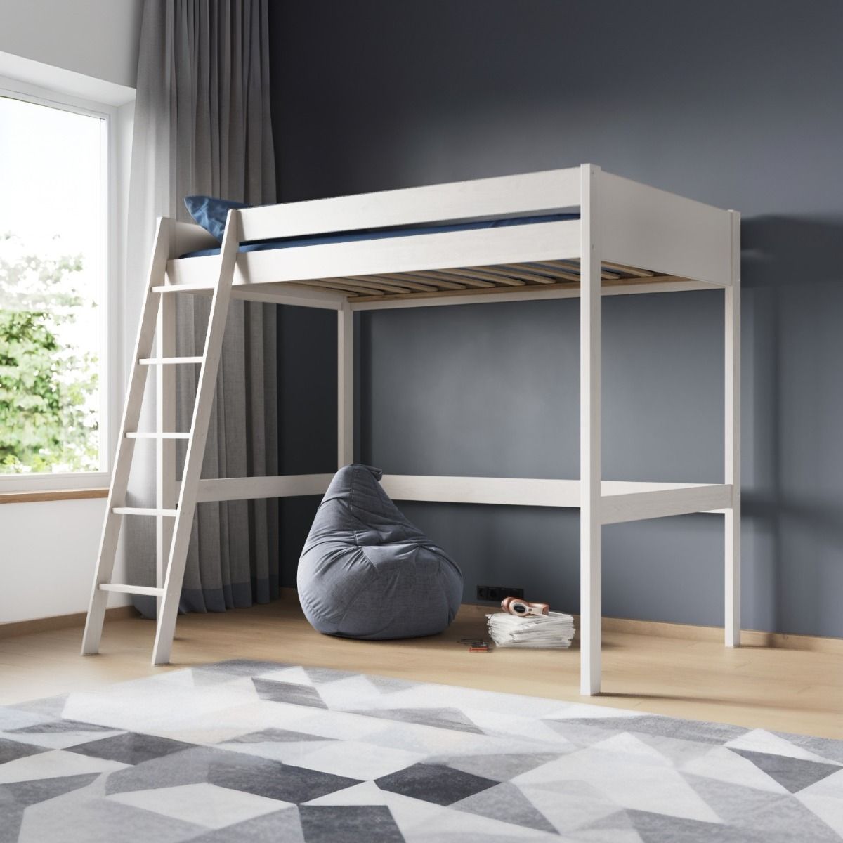 Noomi Tera Solid Wood Small Double High Sleeper White (FSC-Certified)