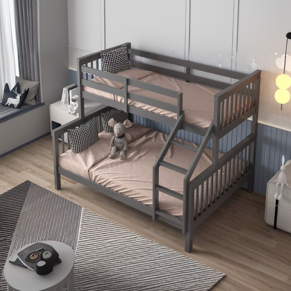 Flair Zoom Wooden Detachable Triple Bunk Bed Grey