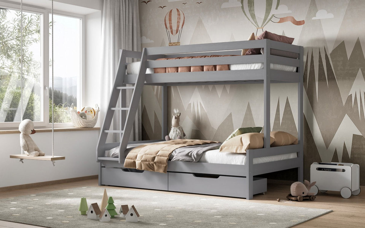 Noomi Nora Solid Wood Triple Bunk Bed Grey (FSC-Certified)