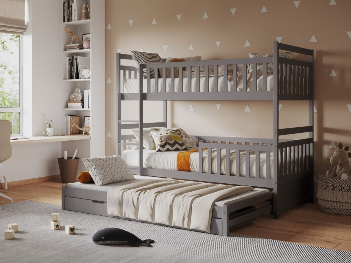 Flair Elvis Bunk Bed with Trundle & Drawers Grey