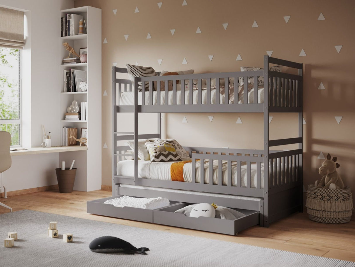 Flair Elvis Bunk Bed with Trundle & Drawers Grey