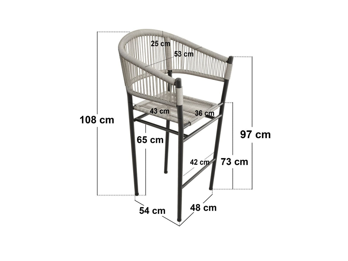 SOLACE+CO Hana Round Table & Set of 2 Lita Chairs Garden Bar Set Dark Brown