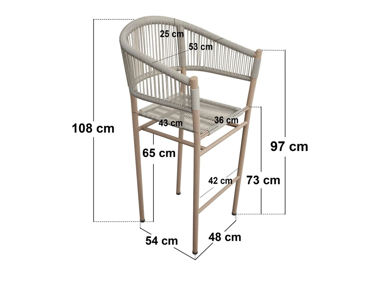 SOLACE+CO Hana Round Table & Lita Chairs Garden Bar Set White