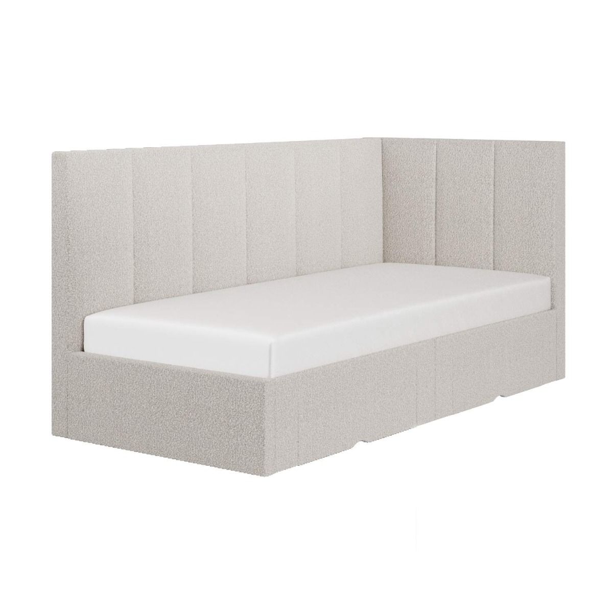 Flair Harley Boucle Corner Bed Frame with Storage Drawers Beige