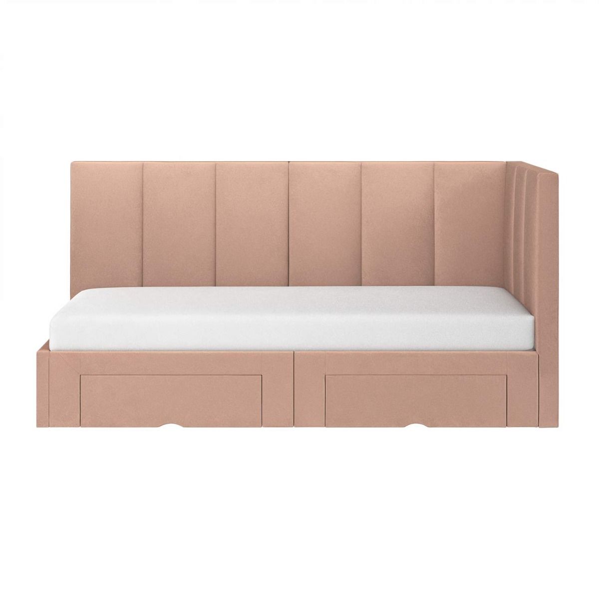 Flair Harley Velvet Corner Bed Frame with Storage Drawers Pink