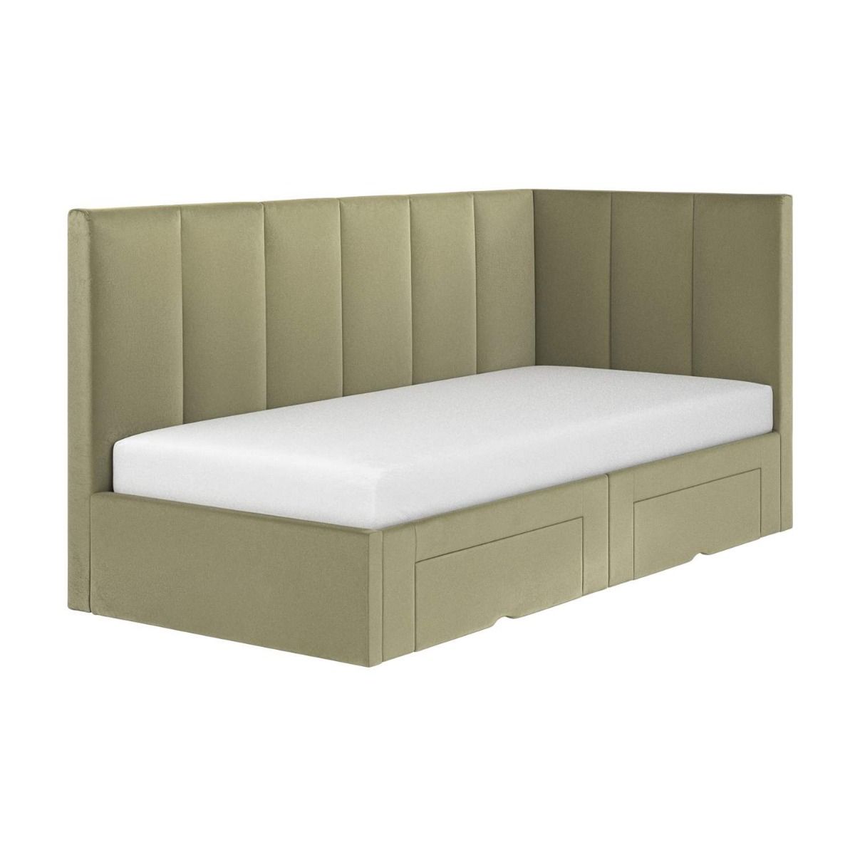 Flair Harley Corner Storage Bed Frame Olive Green Velvet
