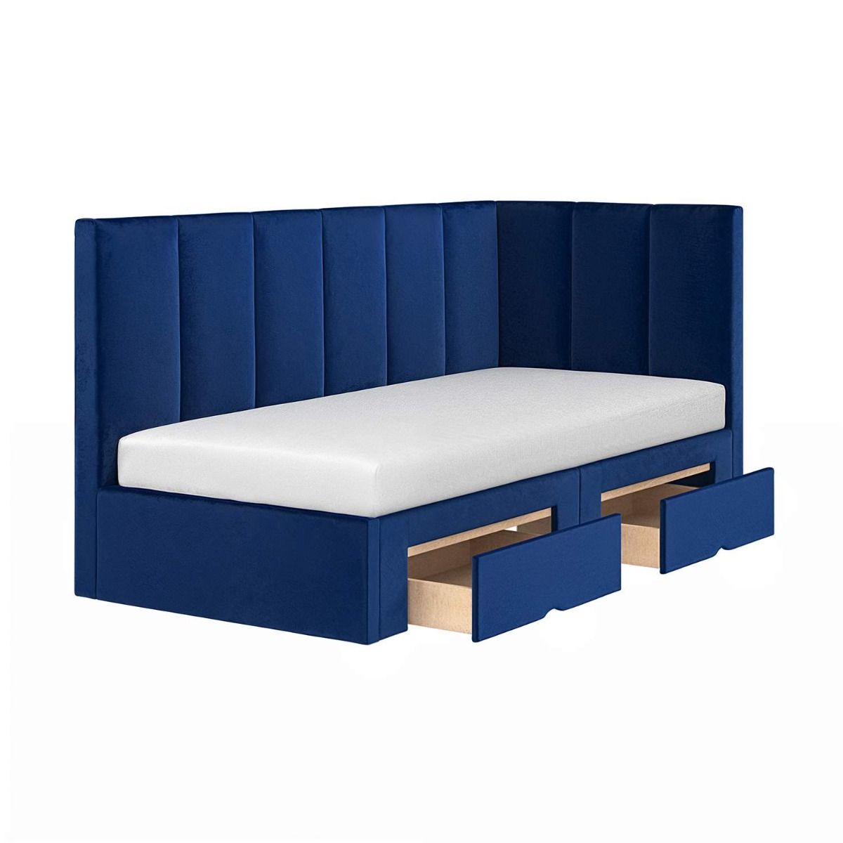 Flair Harley Velvet Corner Bed Frame with Storage Drawers Navy