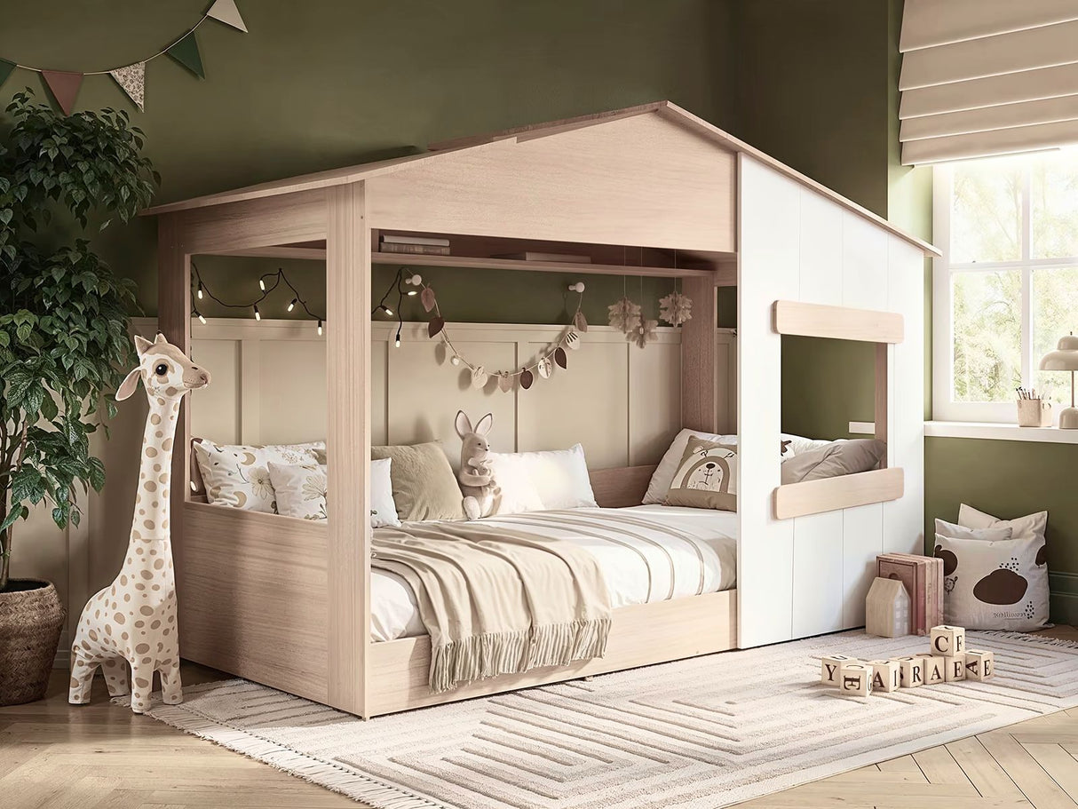 Flair Dreamland Montessori House Floor Bed Oak & White