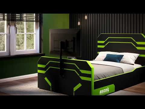 Recoil Alister Gaming Bunk Bed with Desk Charcoal & Green
