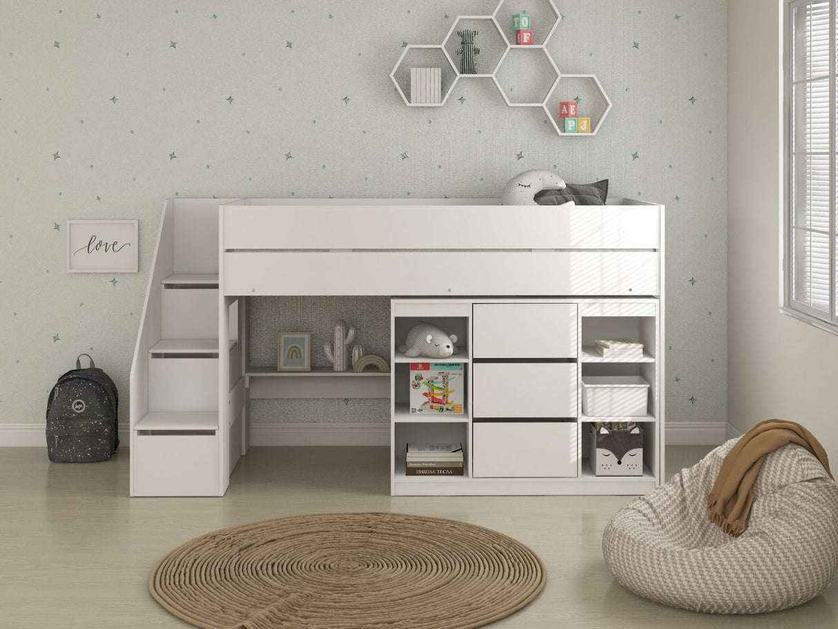 Flair Olivia Staircase Mid Sleeper with Storage White