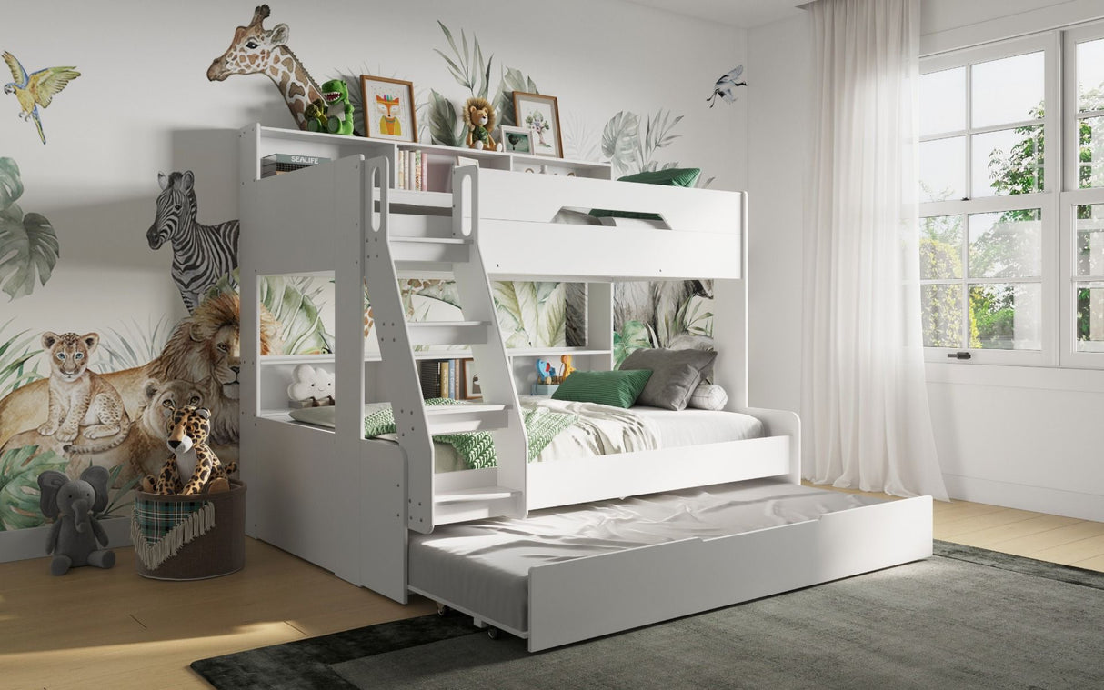 Flair Interstellar Triple Bunk Bed with Storage White