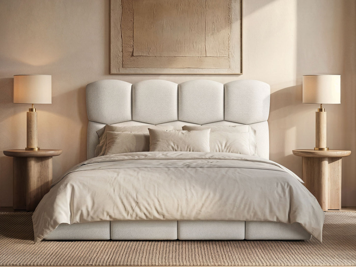 SOLACE+CO Irma Marshmallow Bed Frame Cream Chenille Double