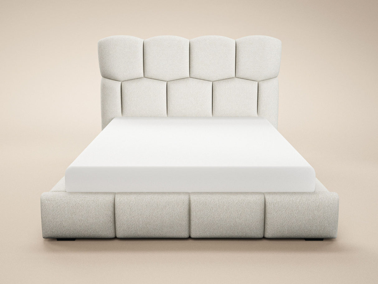 SOLACE+CO Irma Marshmallow Bed Frame Cream Chenille Double