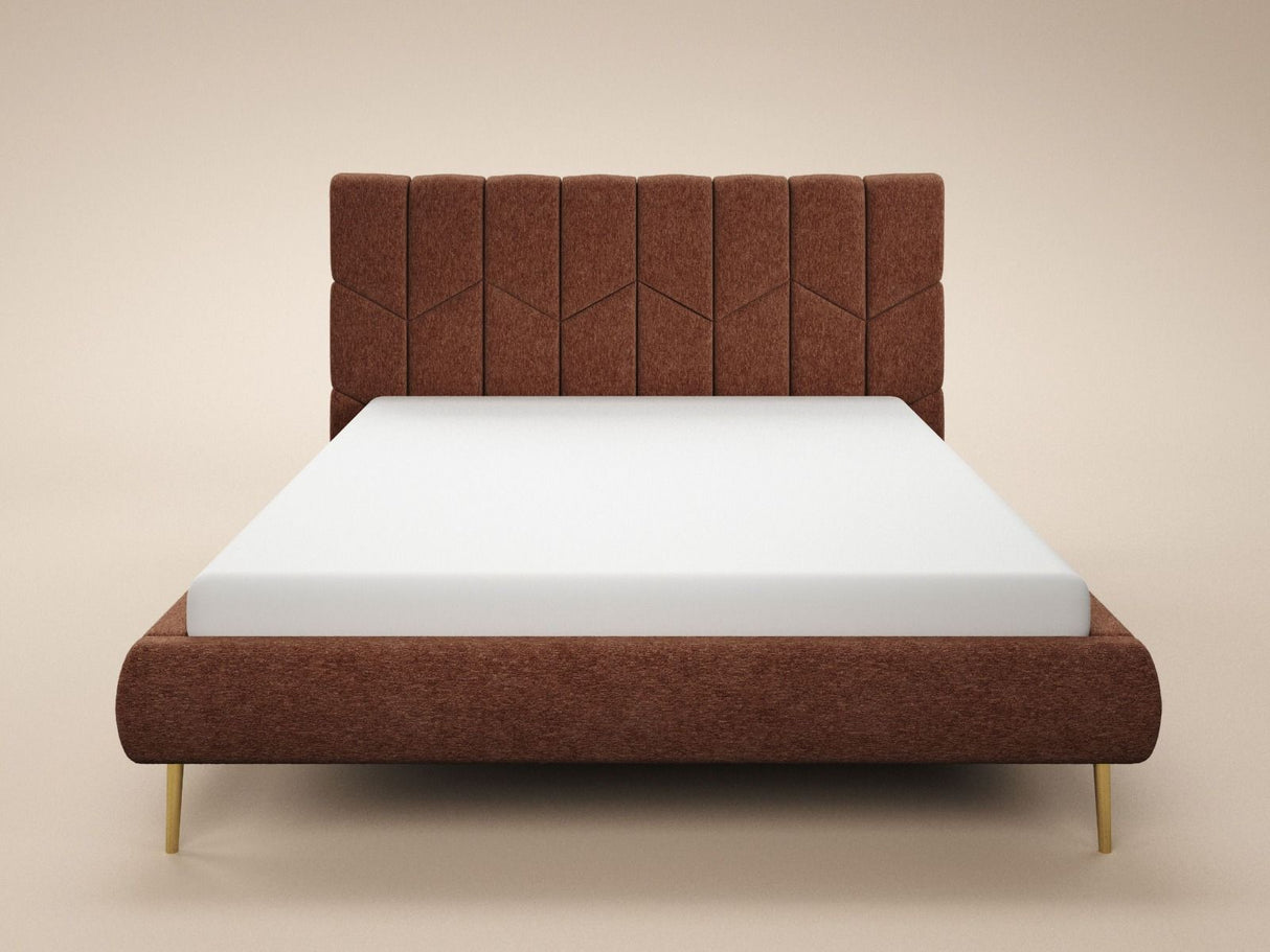 SOLACE+CO Isabela Kingsize Chenille Bed Frame Frame Burnt Orange