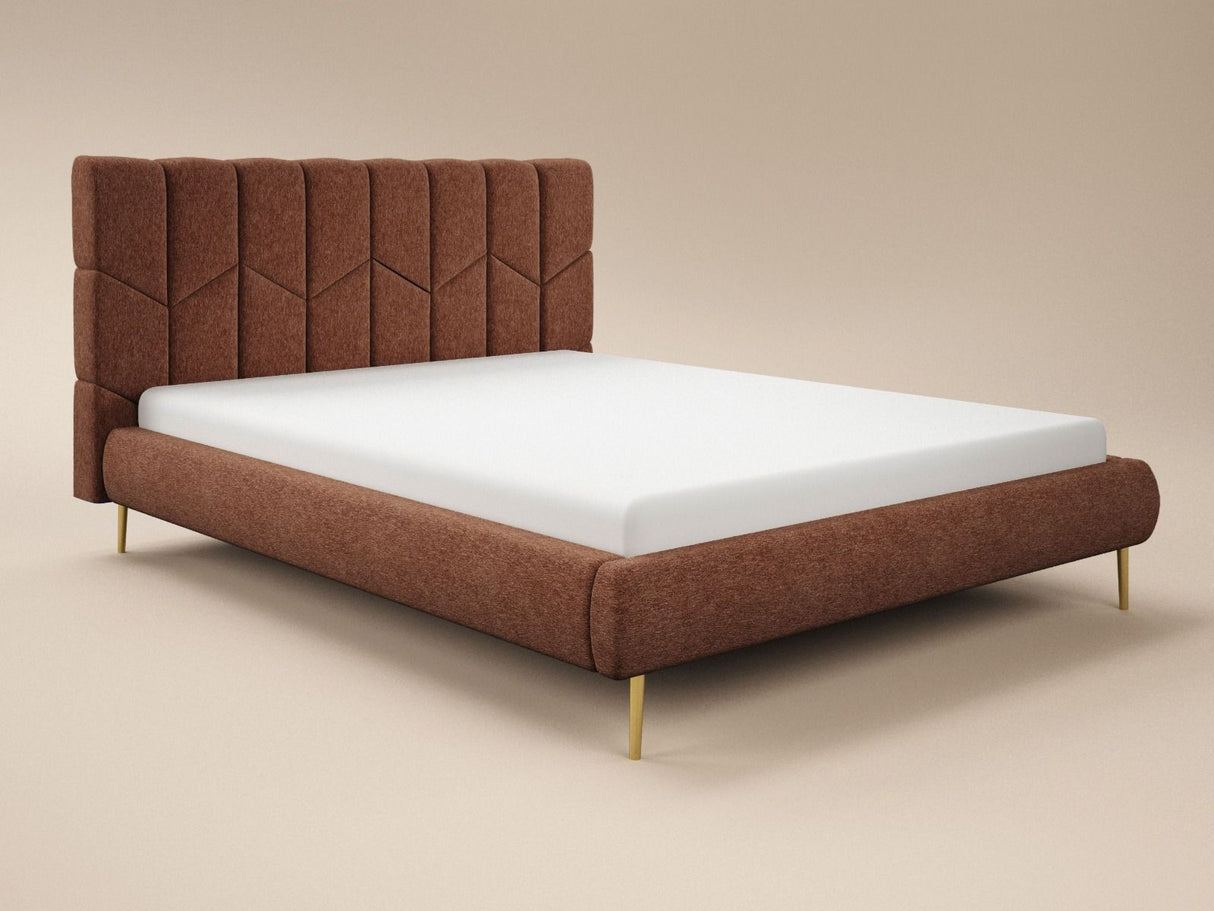 SOLACE+CO Isabela Kingsize Chenille Bed Frame Frame Burnt Orange