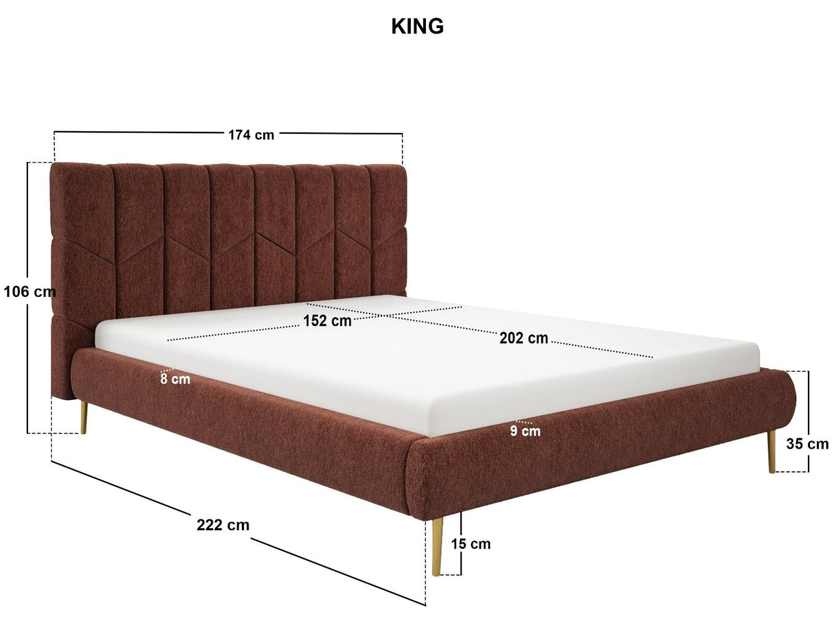 SOLACE+CO Isabela Kingsize Chenille Bed Frame Frame Burnt Orange
