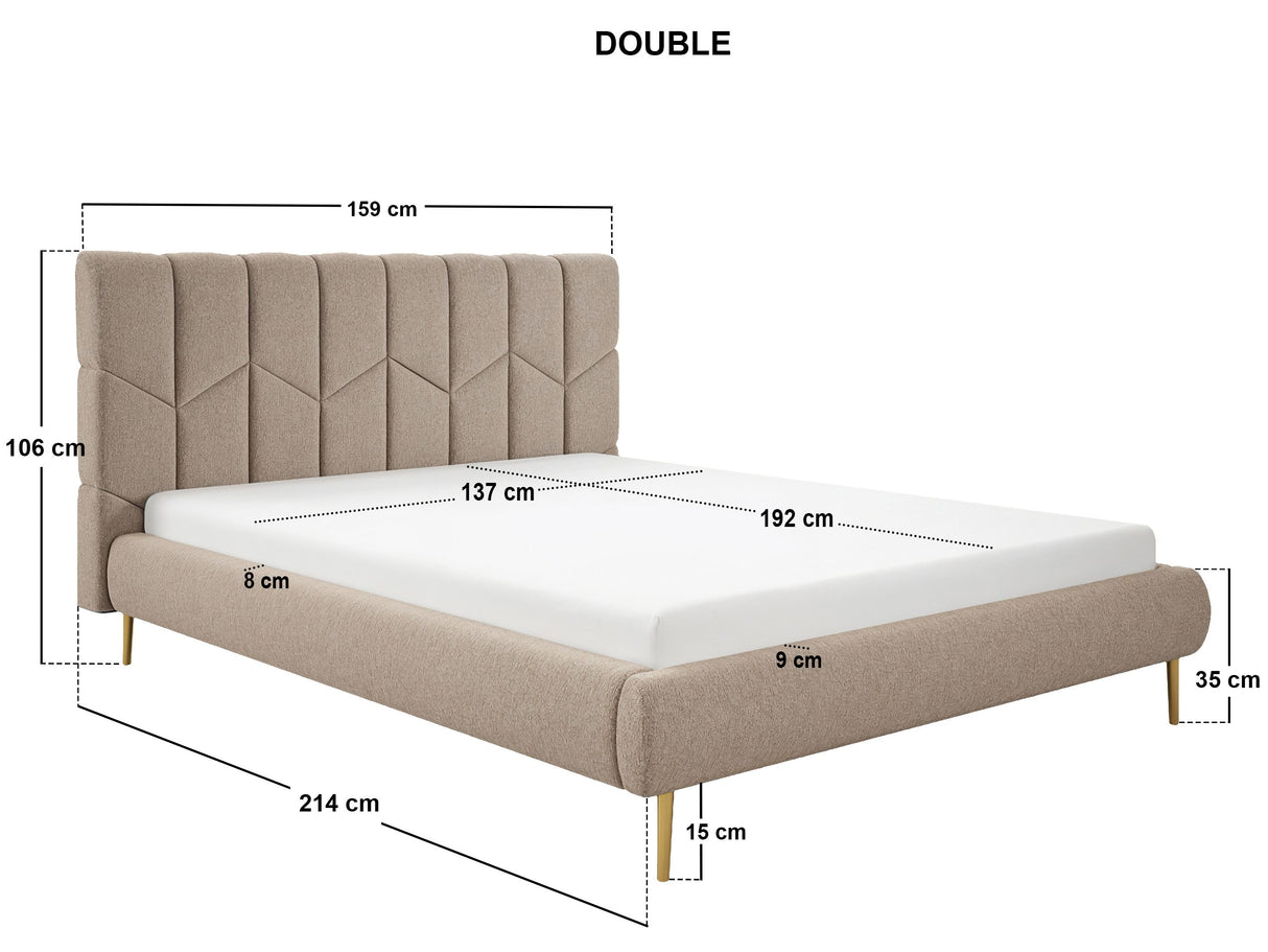 SOLACE+CO Isabela Double Chenille Bed Frame Frame Beige