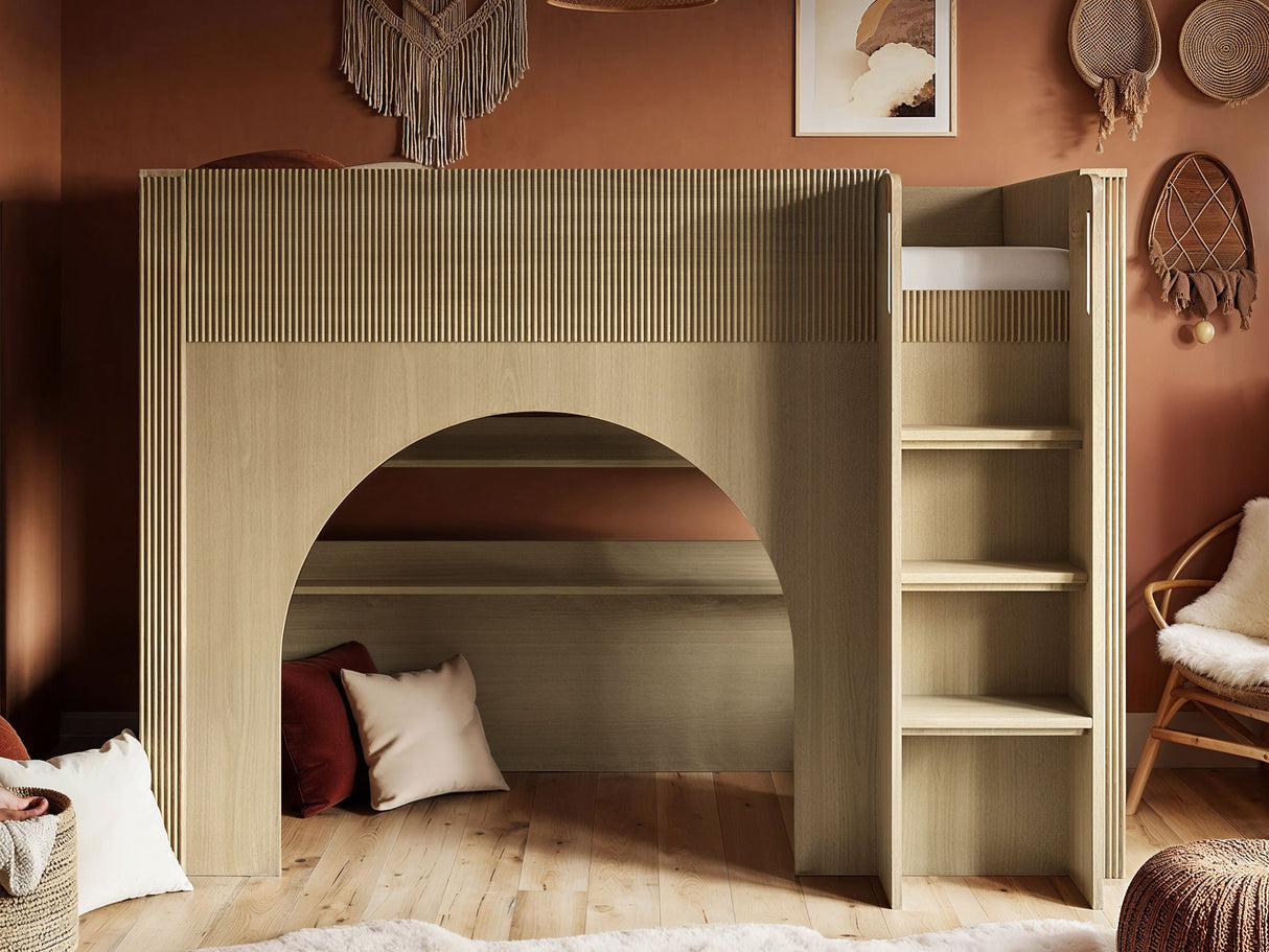 Flair Kaska Ribbed Mid Sleeper Bed Oak