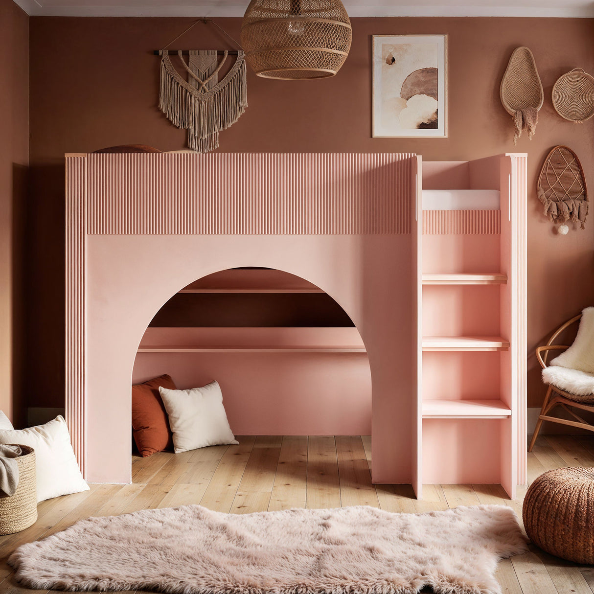 Flair Kaska Ribbed Mid Sleeper Bed Pink