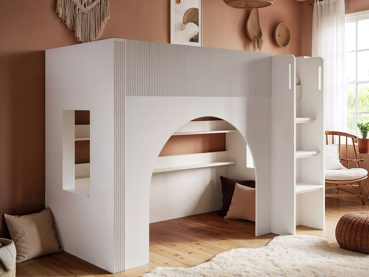 Flair Kaska Ribbed Mid Sleeper Bed White