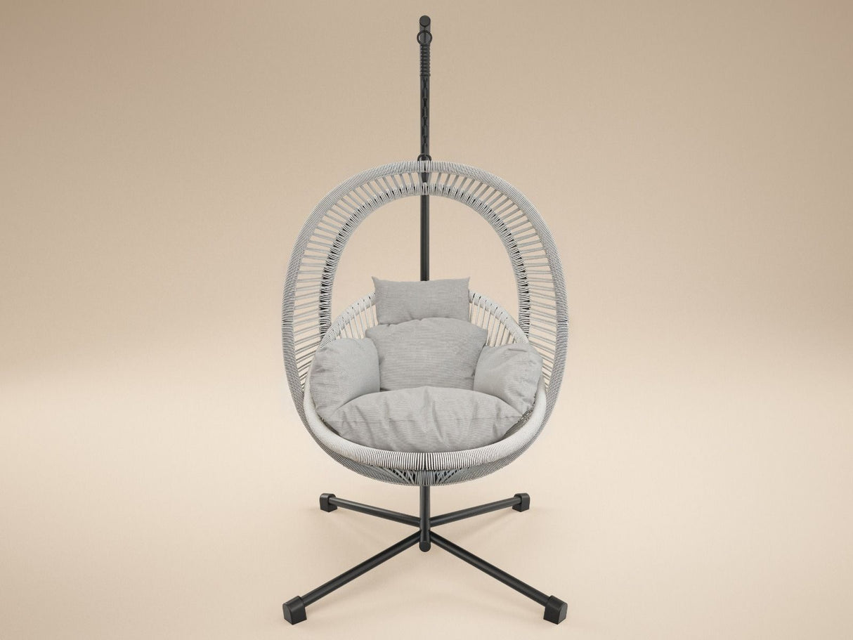 SOLACE+CO Lana Garden Egg Chair Light Grey Rattan