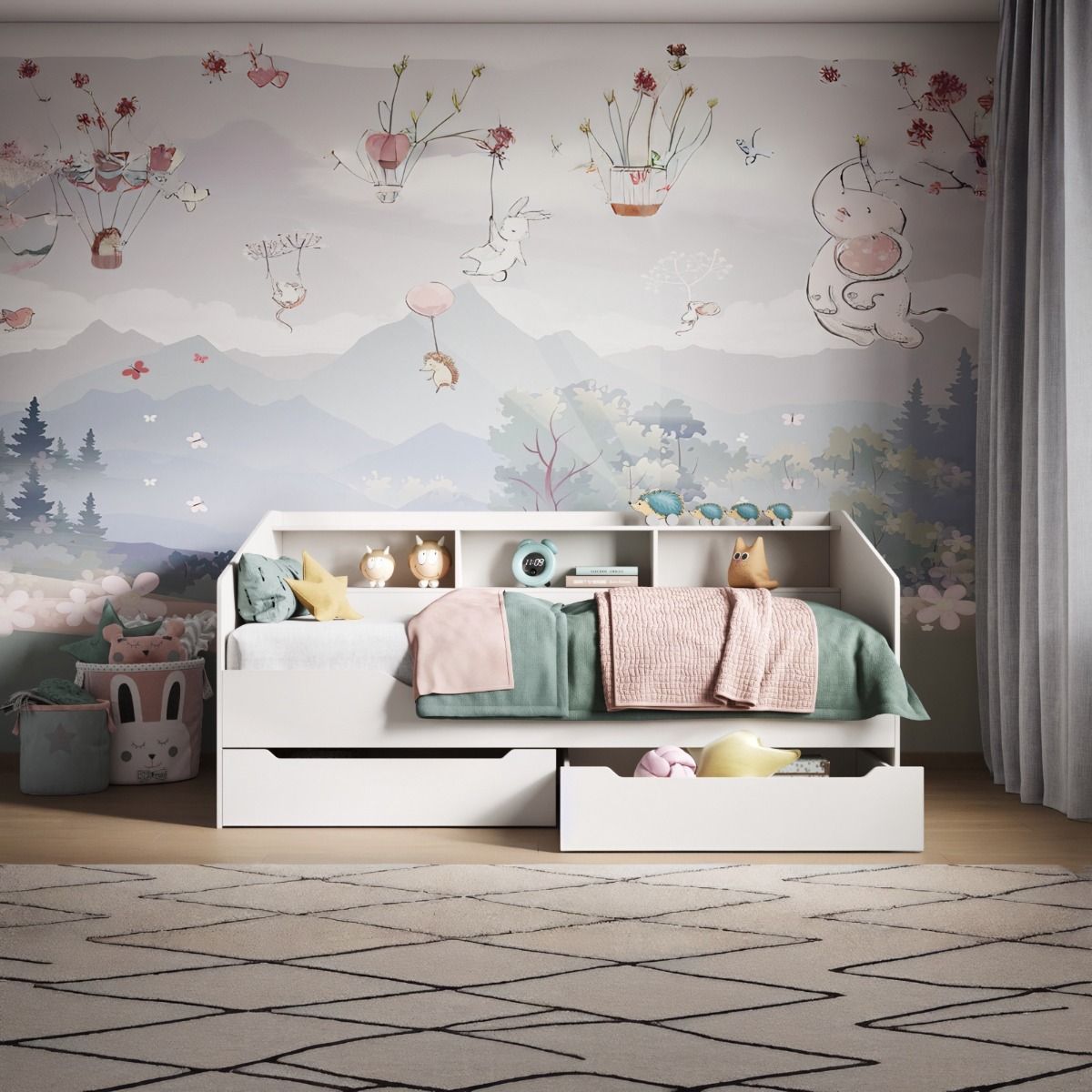 Flair Leni Day Bed with Drawers White