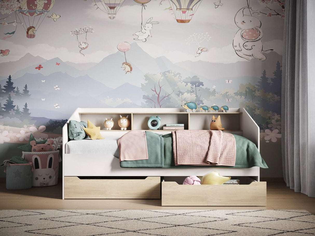 Flair Leni Day Bed with Drawers White & Oak