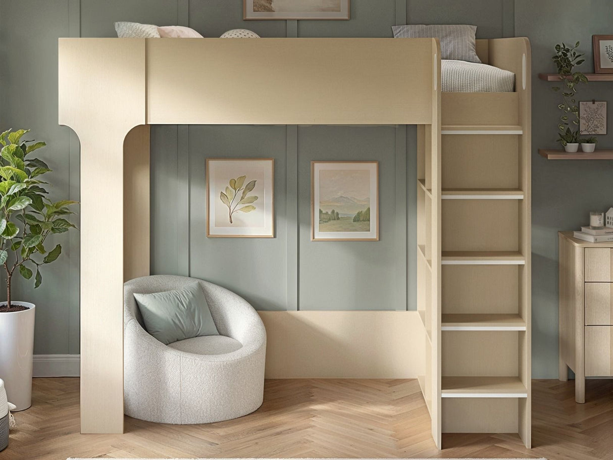 Flair Leo High Sleeper with Storage White Oak