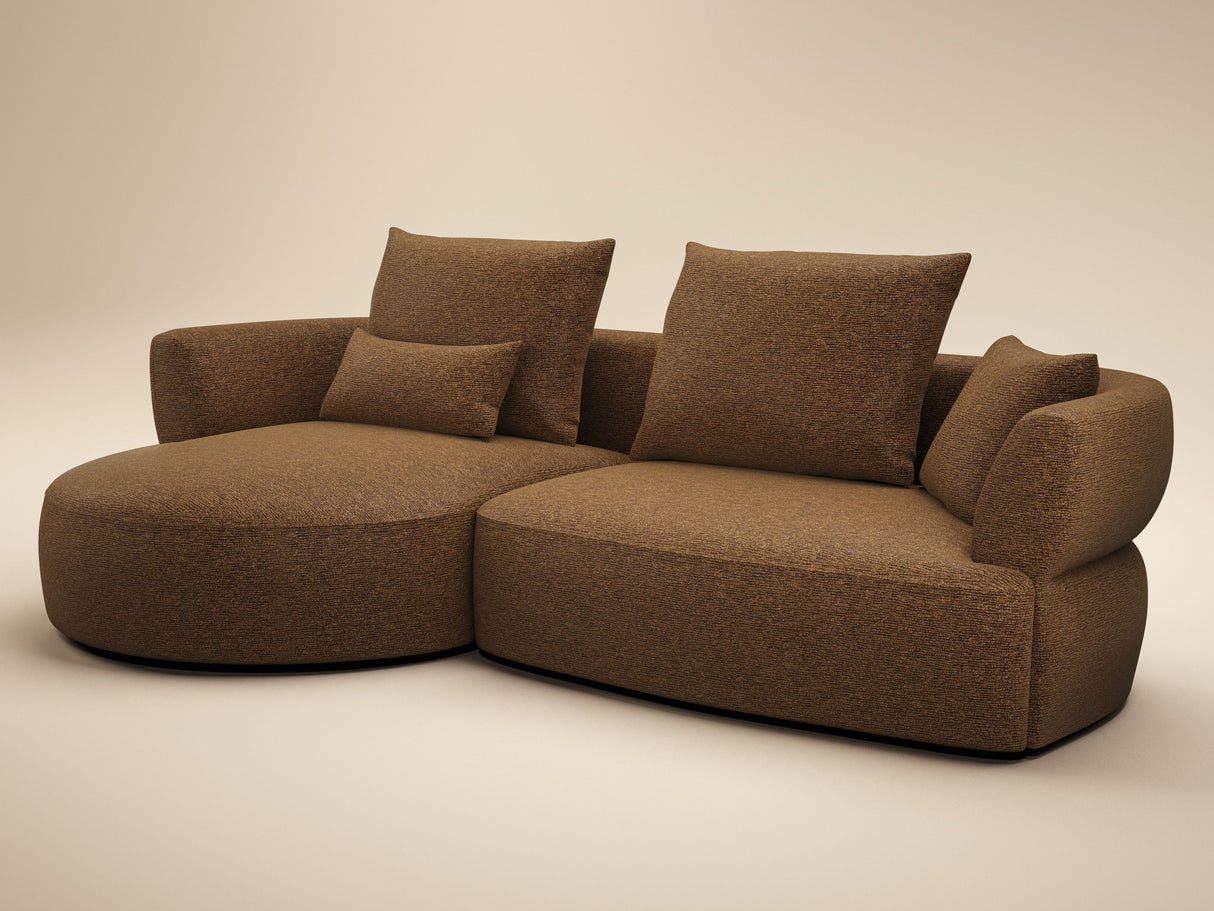 SOLACE+CO Lia Large L-shaped 4 Seater Sofa Brown Chenille