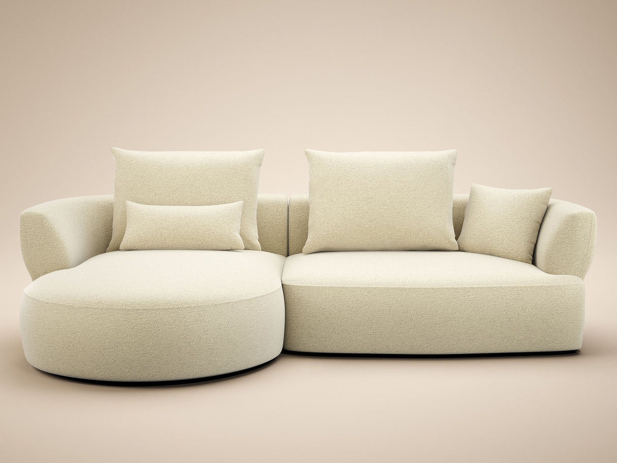 SOLACE+CO Lia Large L-shaped 4 Seater Sofa Cream Chenille