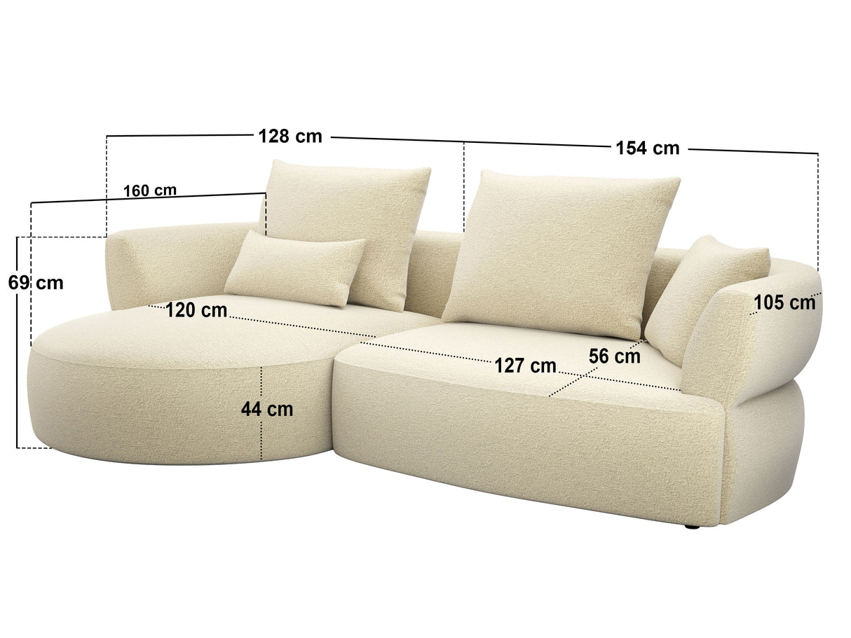 SOLACE+CO Lia Large L-shaped 4 Seater Sofa Cream Chenille