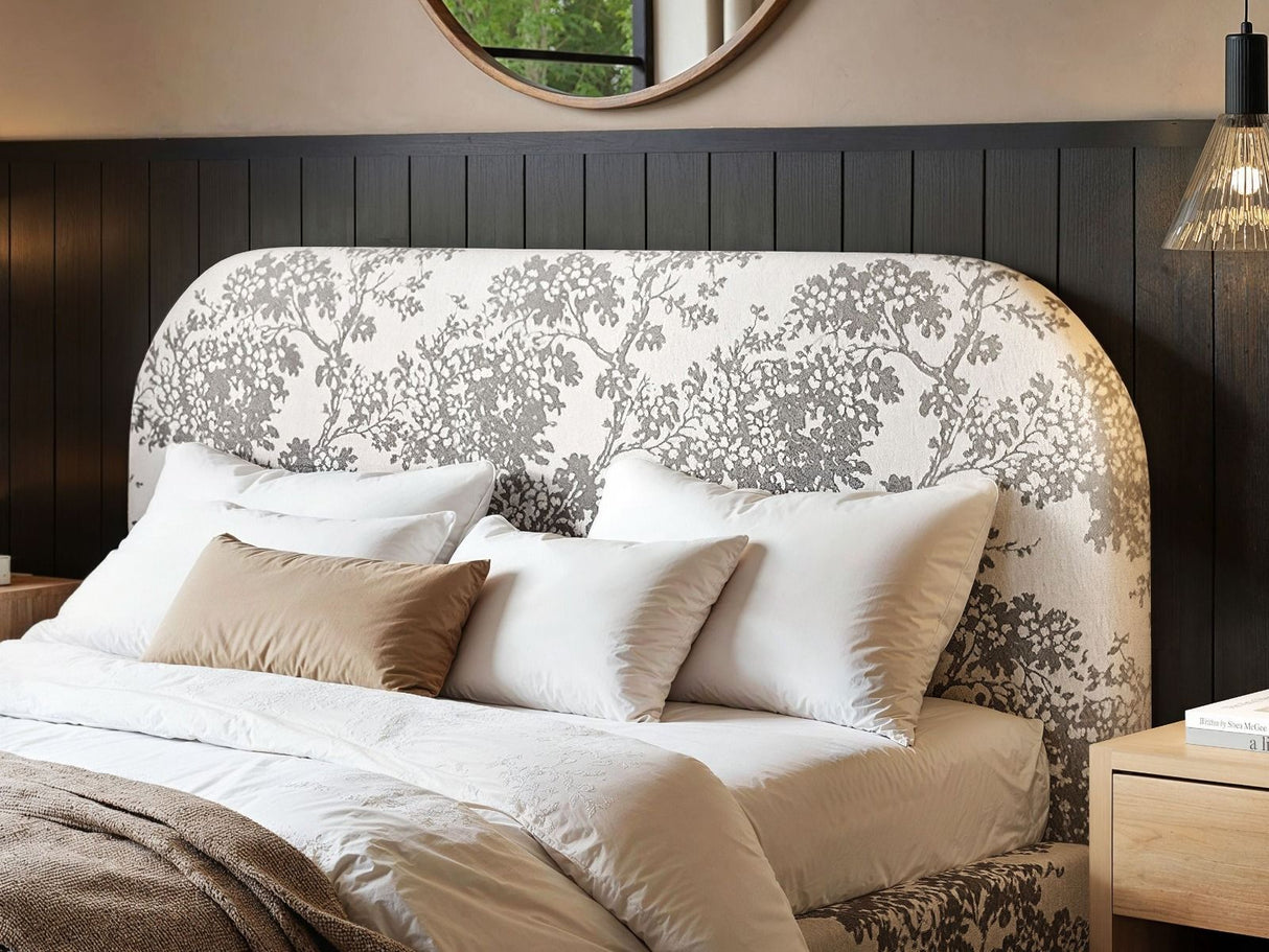Flair Alba Tree Print Ottoman Bed Beige-Kingsize
