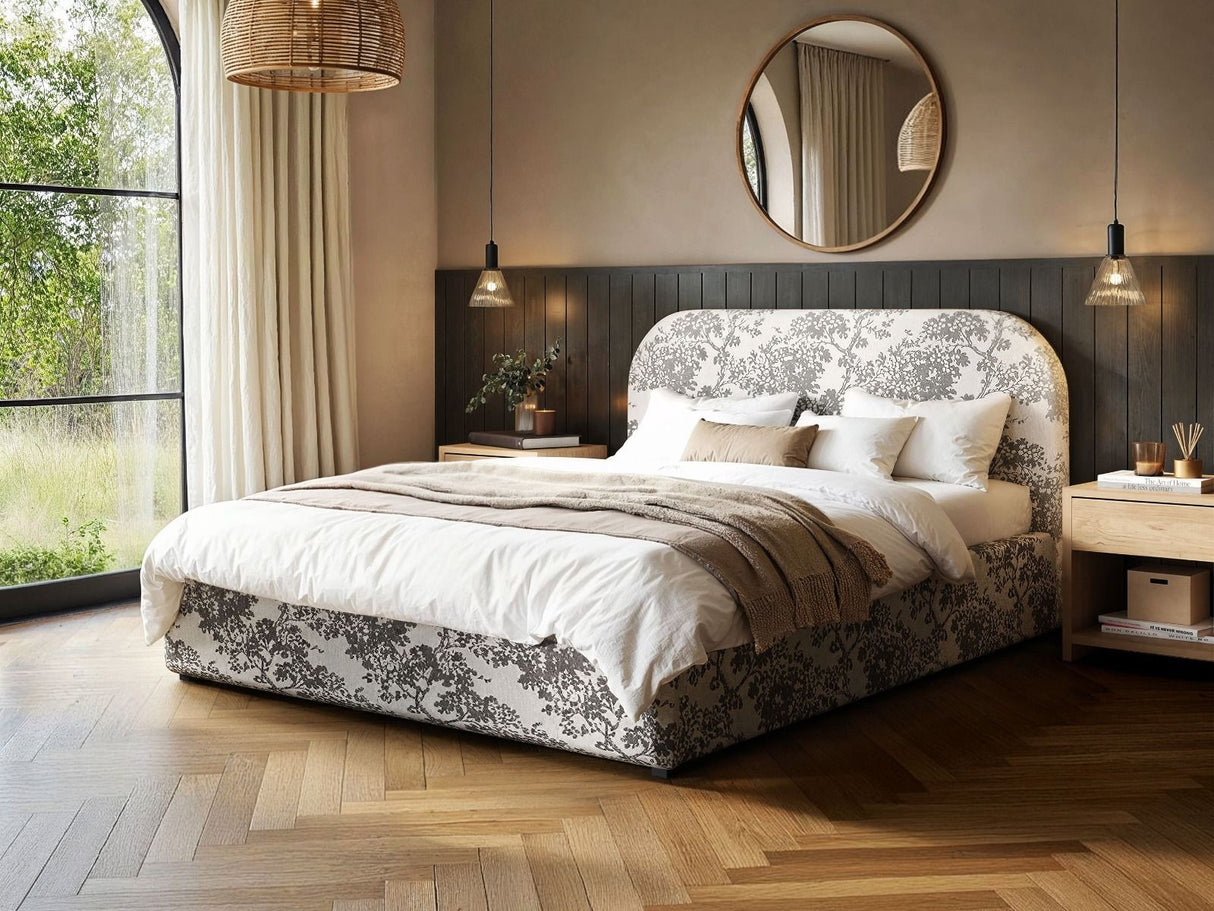 Flair Alba Tree Print Ottoman Bed Beige-Double