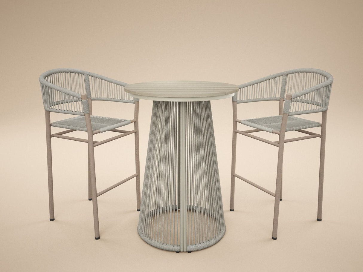 SOLACE+CO Hana Round Table & Lita Chairs Garden Bar Set White