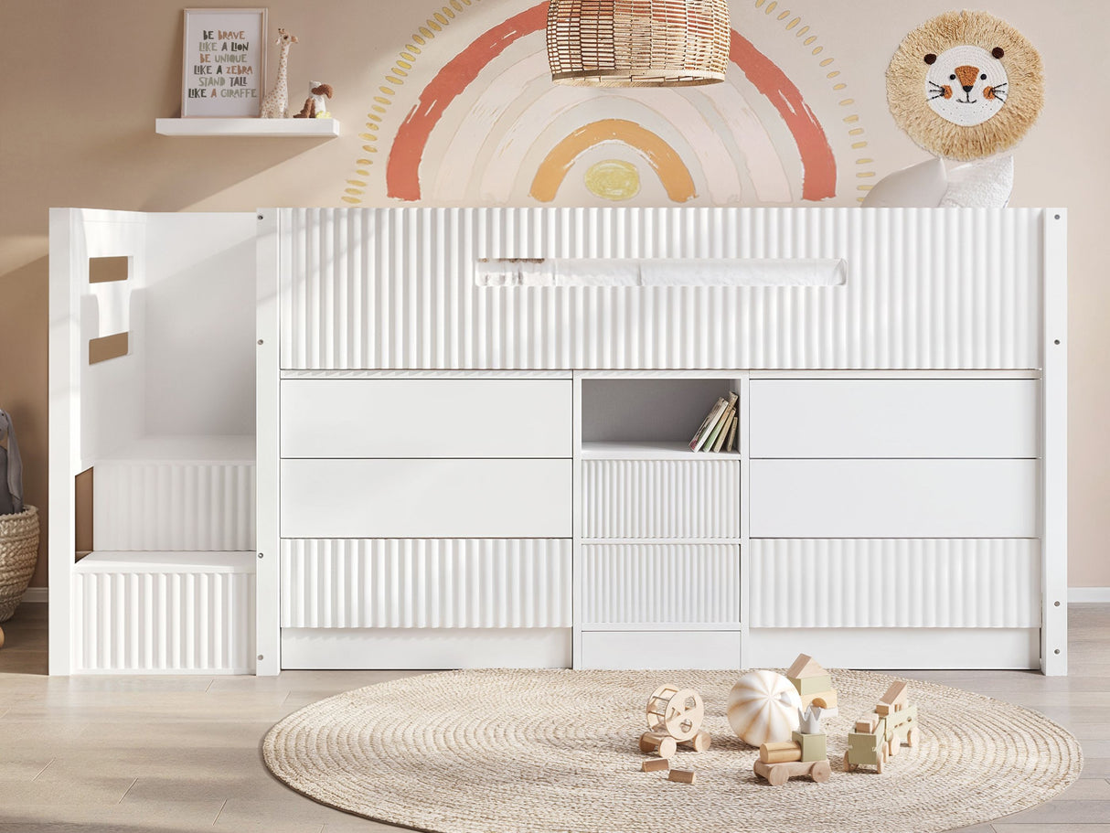 Flair Luca Mid Sleeper Ribbed Storage Bed White