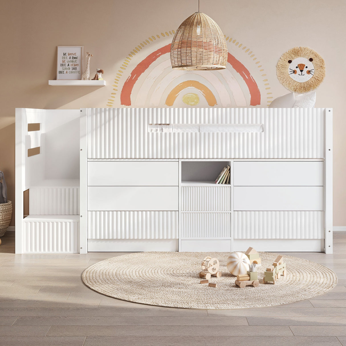 Flair Luca Mid Sleeper Ribbed Storage Bed White