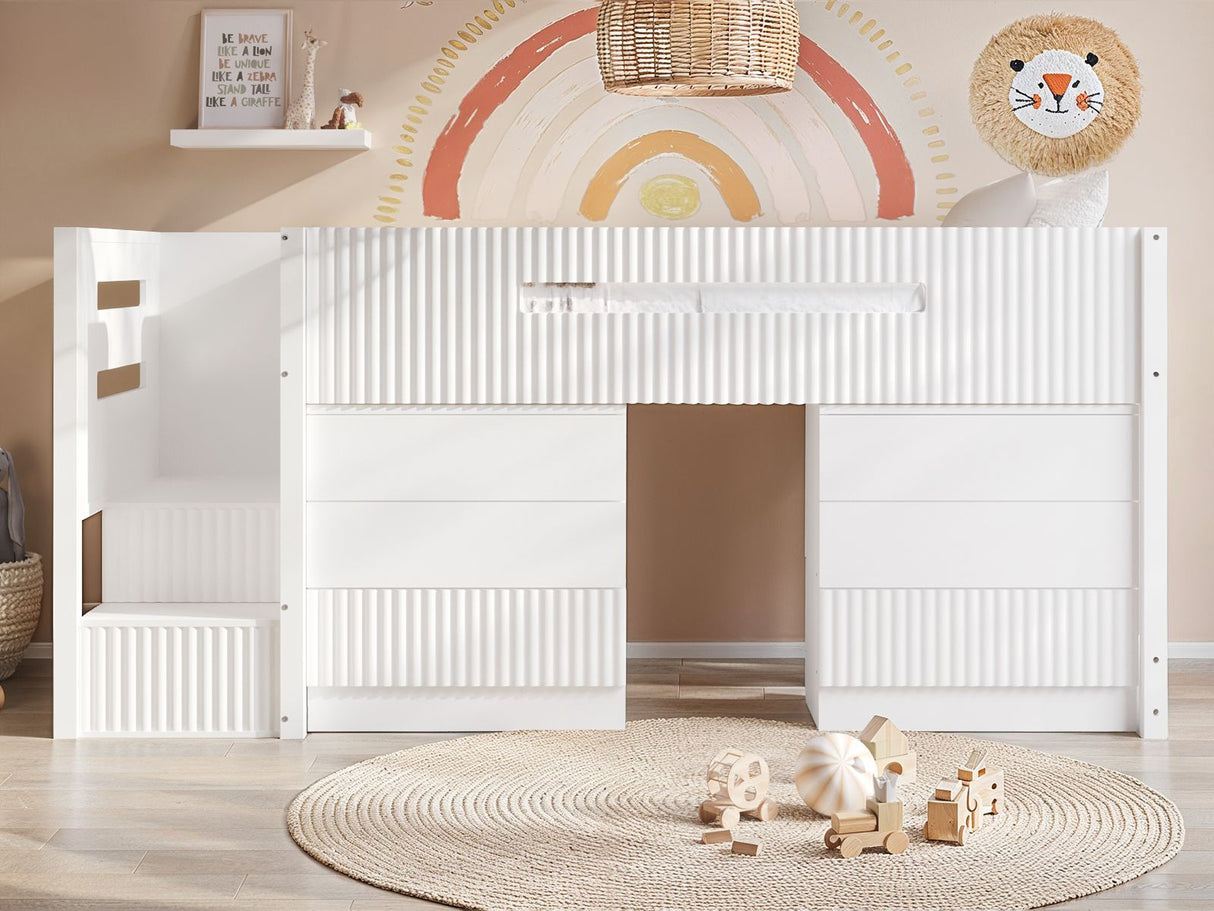Flair Luca Ribbed Mid Sleeper Bed White