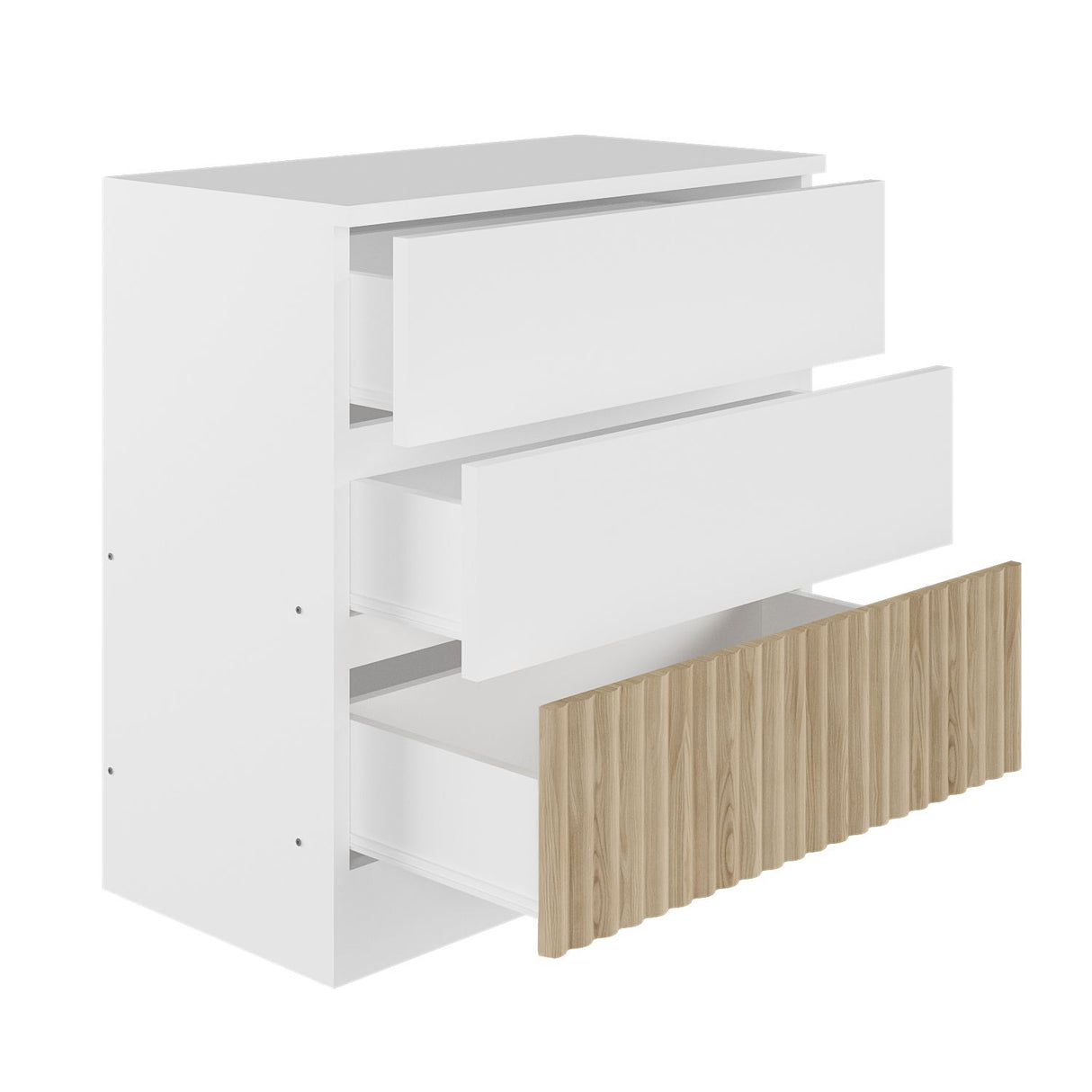 Flair Luca Mid Sleeper with 3 Drawer Chest White & Oak Ribbed