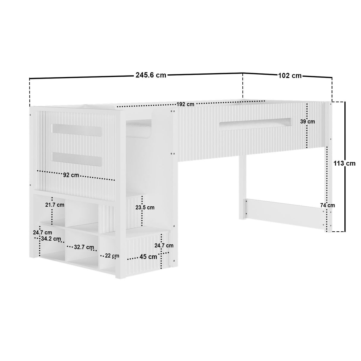 Flair Luca Mid Sleeper Ribbed Storage Bed White