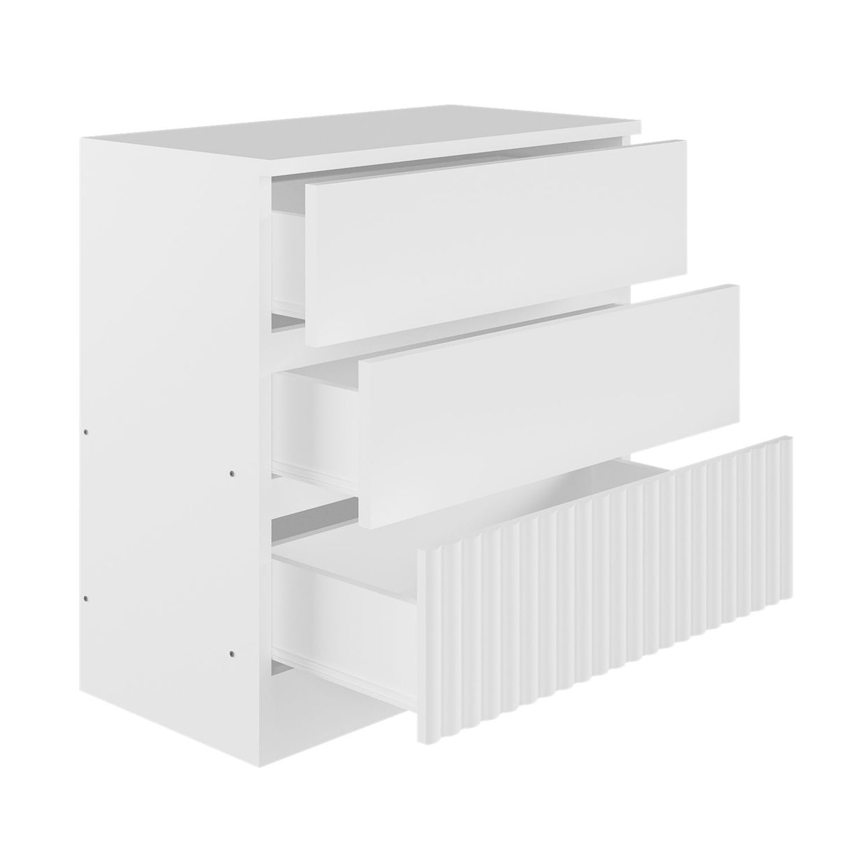 Flair Luca Mid Sleeper with 3 Drawer Chest White Ribbed