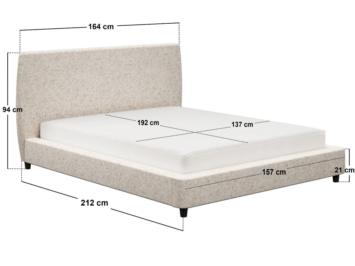 SOLACE+CO Luciana Upholstered Platform Bed Frame Cream Chenille Double
