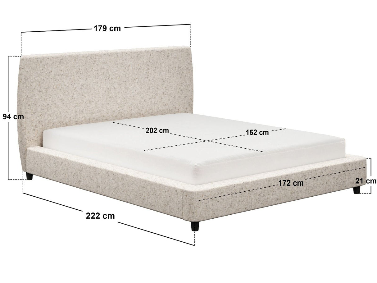 SOLACE+CO Luciana Upholstered Platform Bed Frame Cream Chenille Kingsize