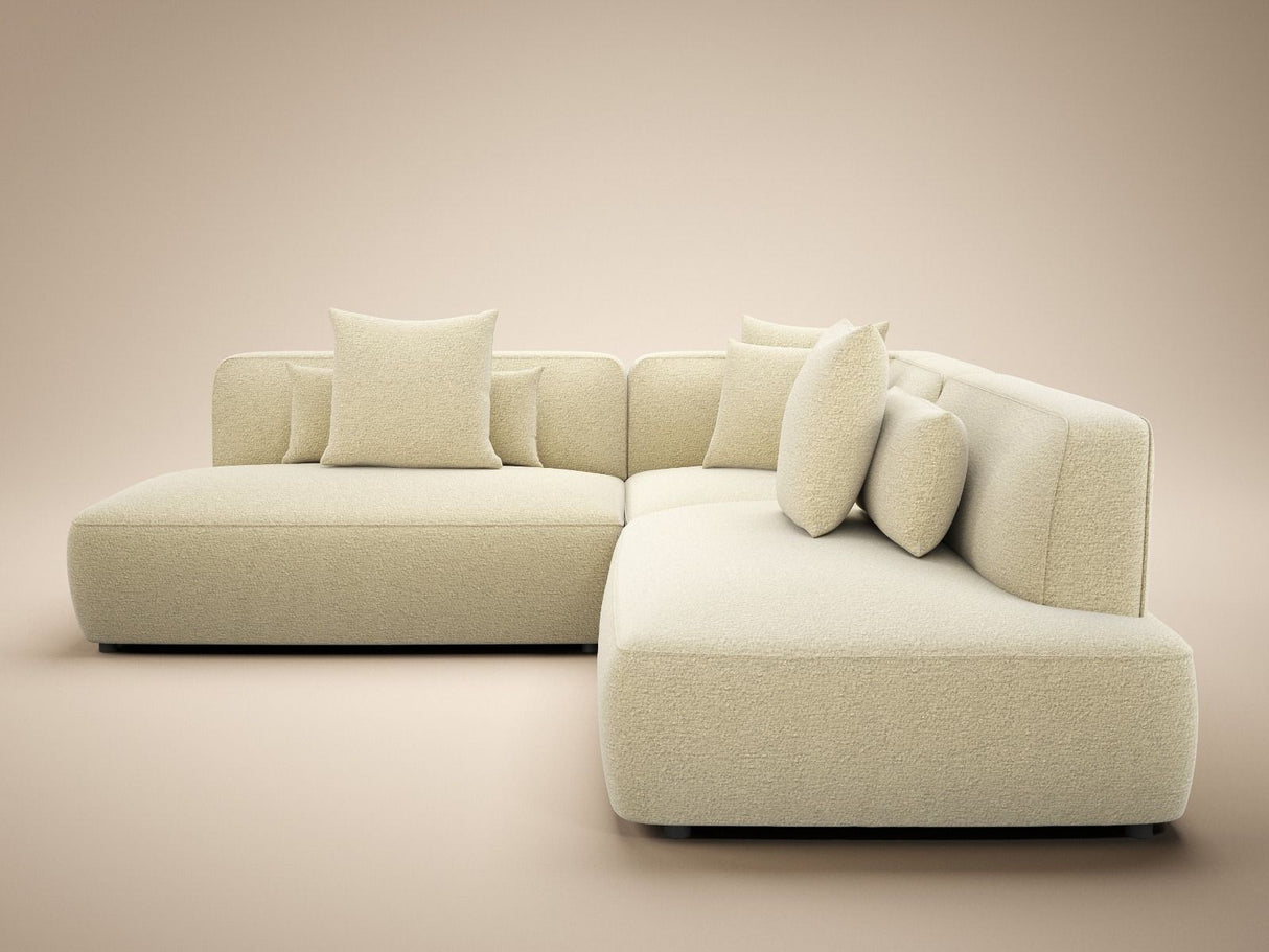 SOLACE+CO Luna Large Corner 5 Seater Sofa Cream Chenille