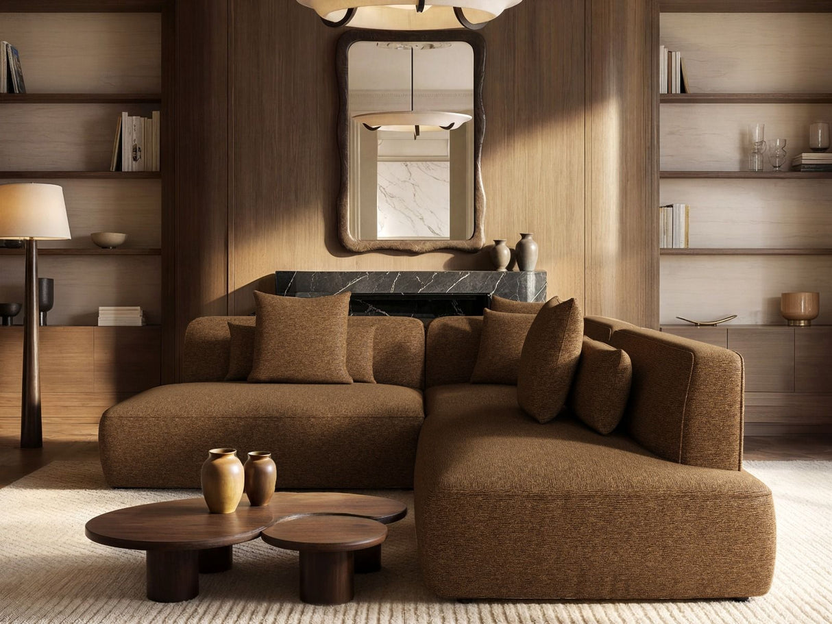 SOLACE+CO Luna Large Corner 5 Seater Sofa Brown Chenille