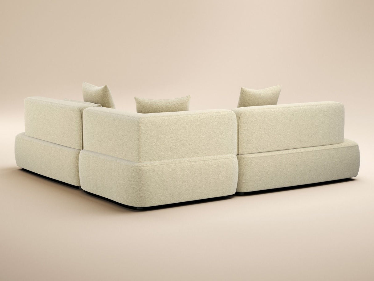 SOLACE+CO Luna Large Corner 5 Seater Sofa Cream Chenille