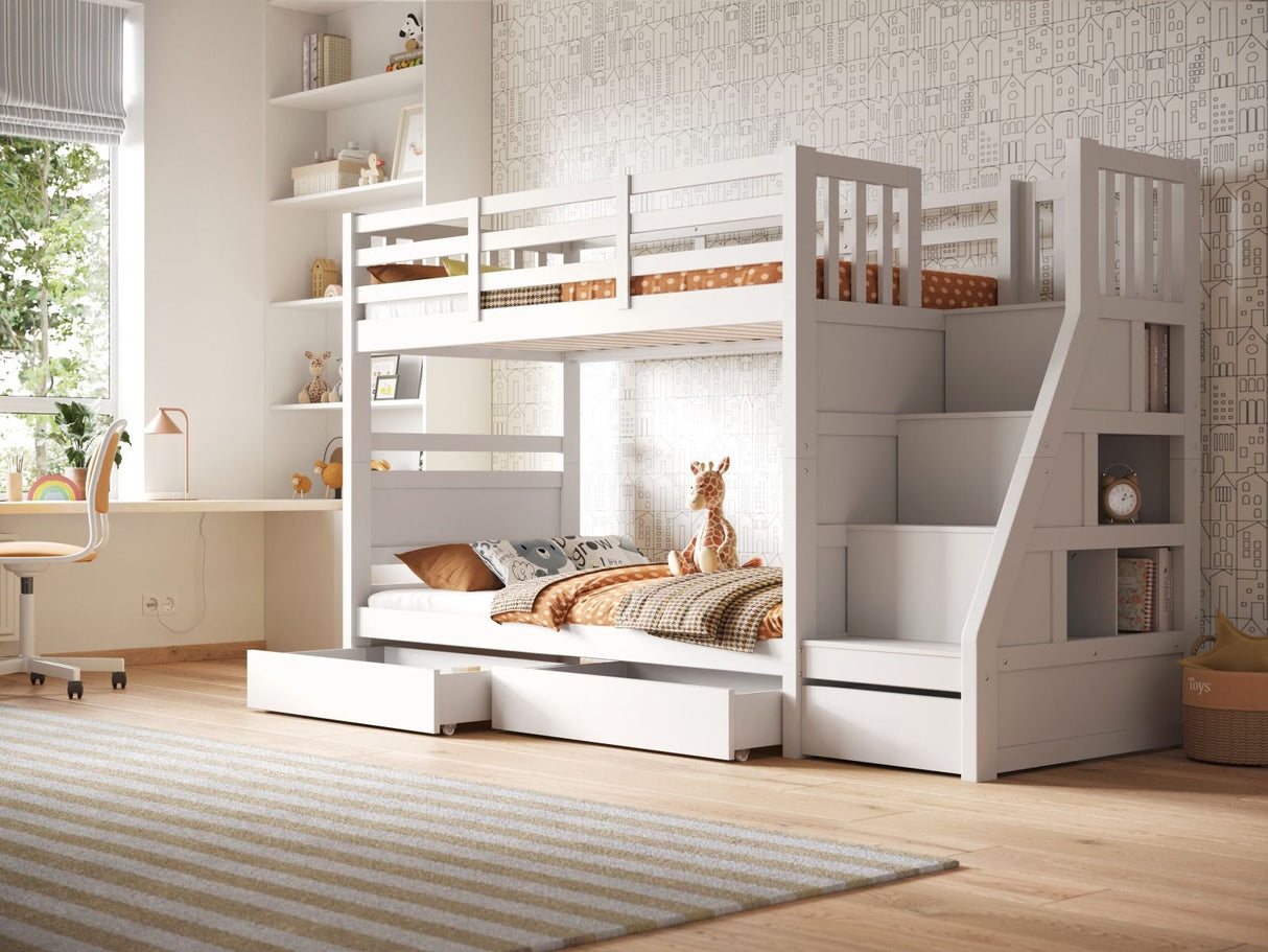 Flair Lunar Staircase Bunk Bed with Storage White