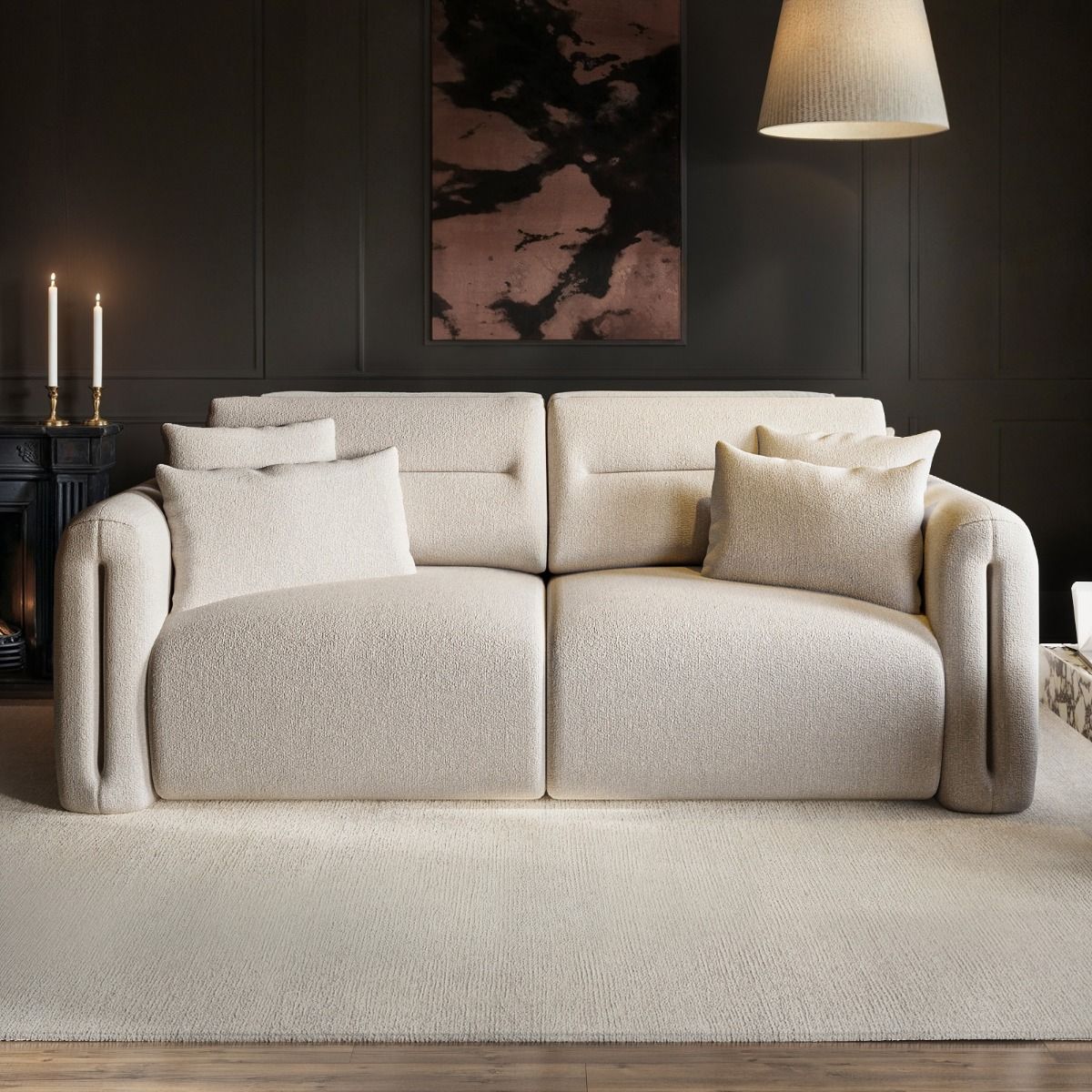SOLACE+CO Mabel 3 Seater Sofa Beige Chenille