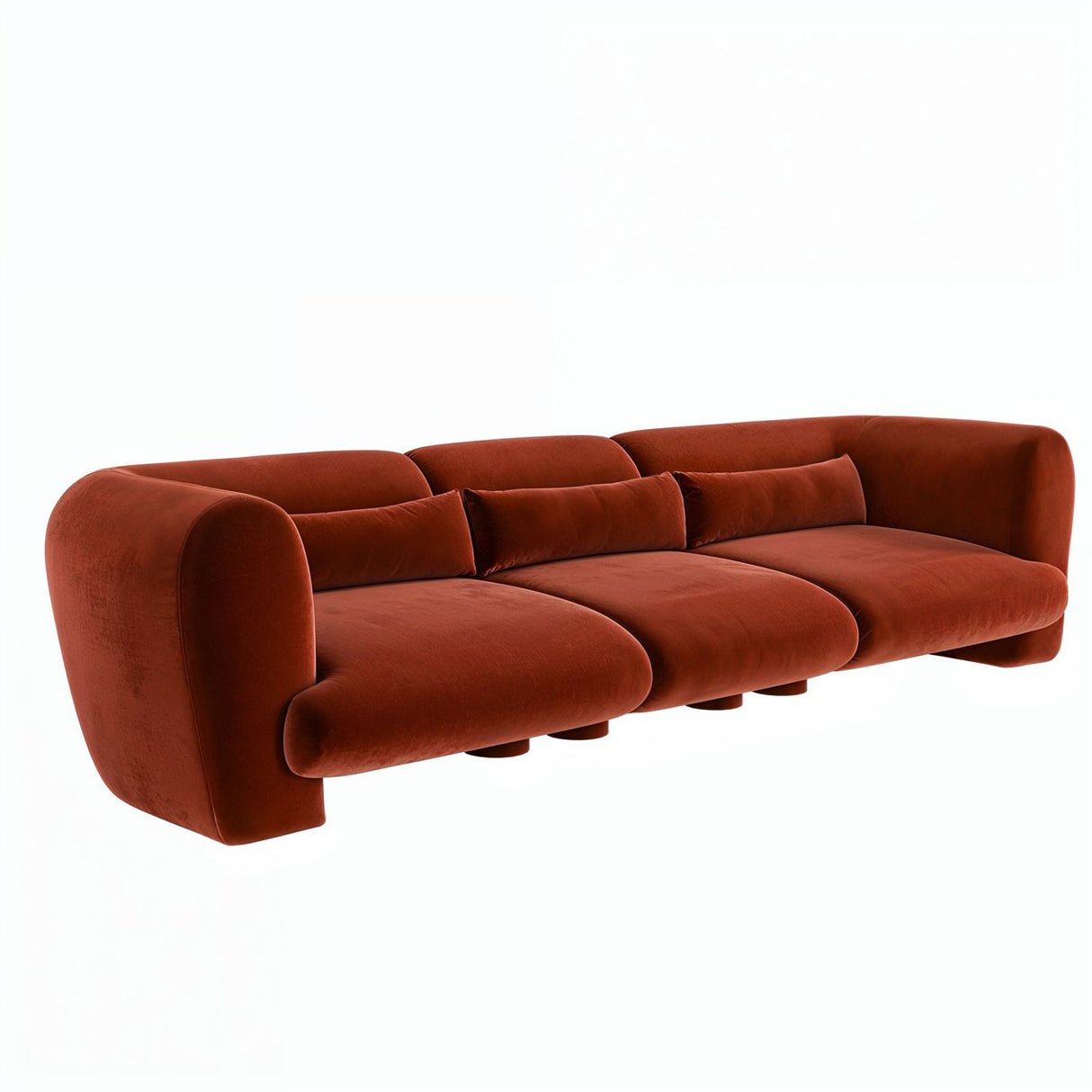 SOLACE+CO Maddox 4 Seater Orange Velvet Sofa